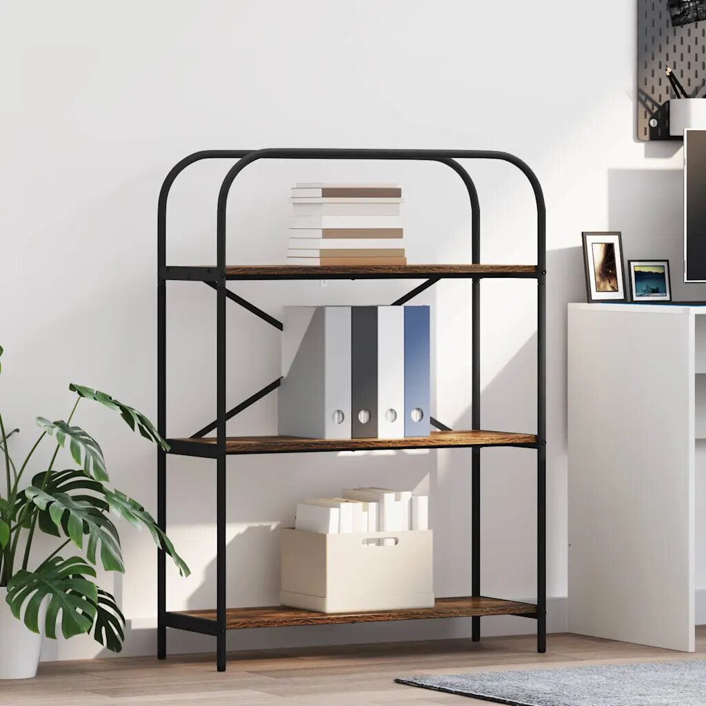vidaXL Рафт за книги 3 нива 80 x 30 x 109 см Инженерна дървесина