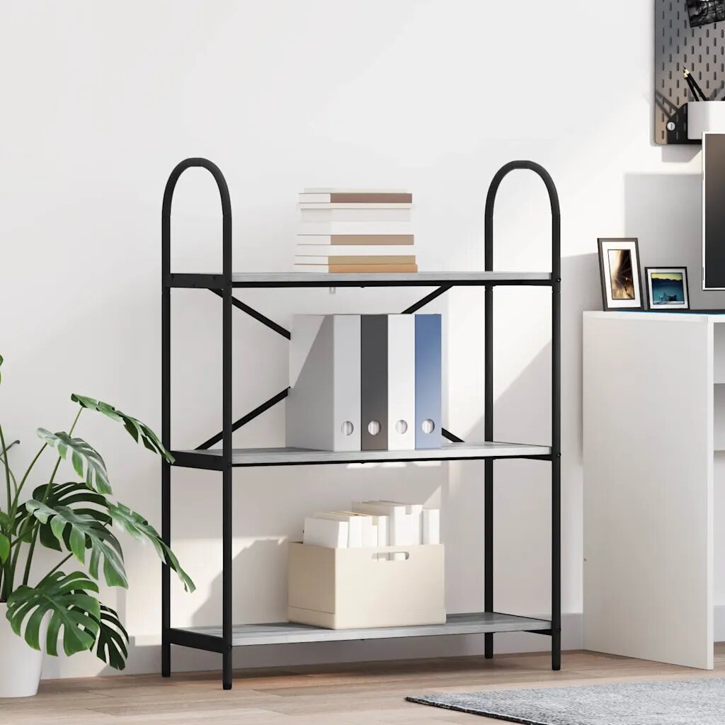 vidaXL Рафт за книги 3 нива 80 x 30 x 109 см Инженерна дървесина