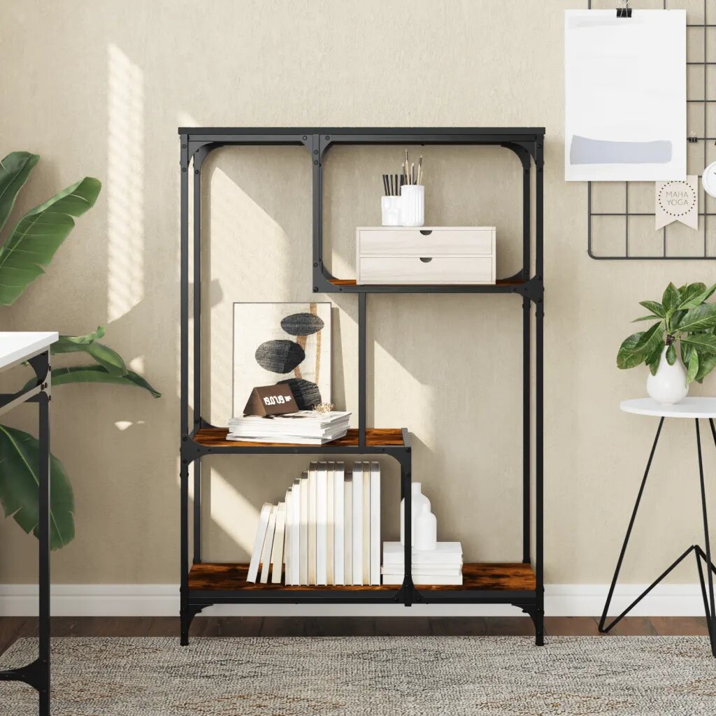 vidaXL Рафт за книги 3 нива 81 x 36 x 115 cm Опушен дъб