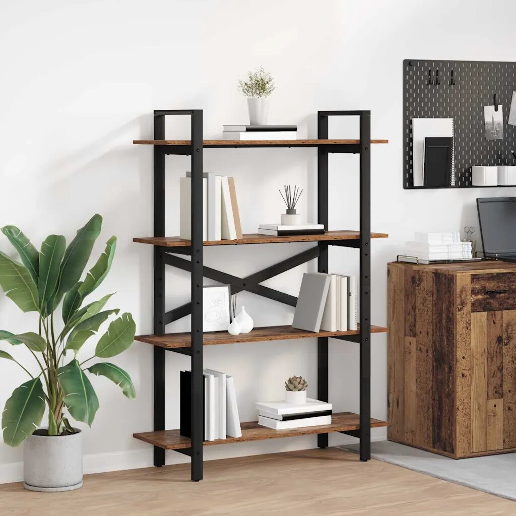 vidaXL Рафт за книги 4 нива 100 x 335 x 140 см Инженерна дървесина