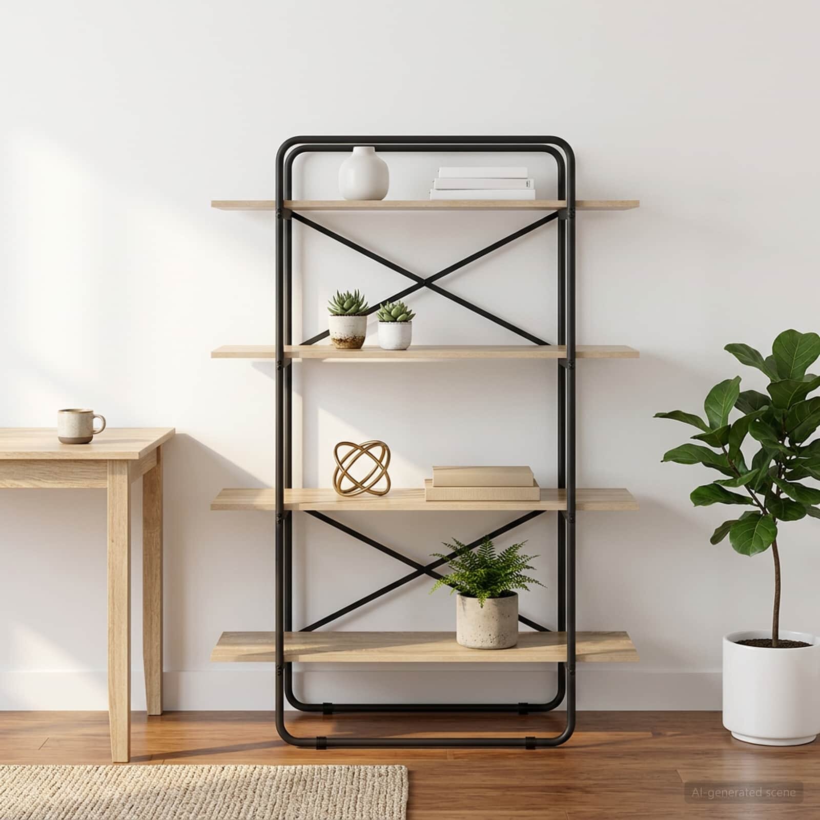 vidaXL Рафт за книги 4 нива 100 x 35 x 140 см PB Дъб сонома