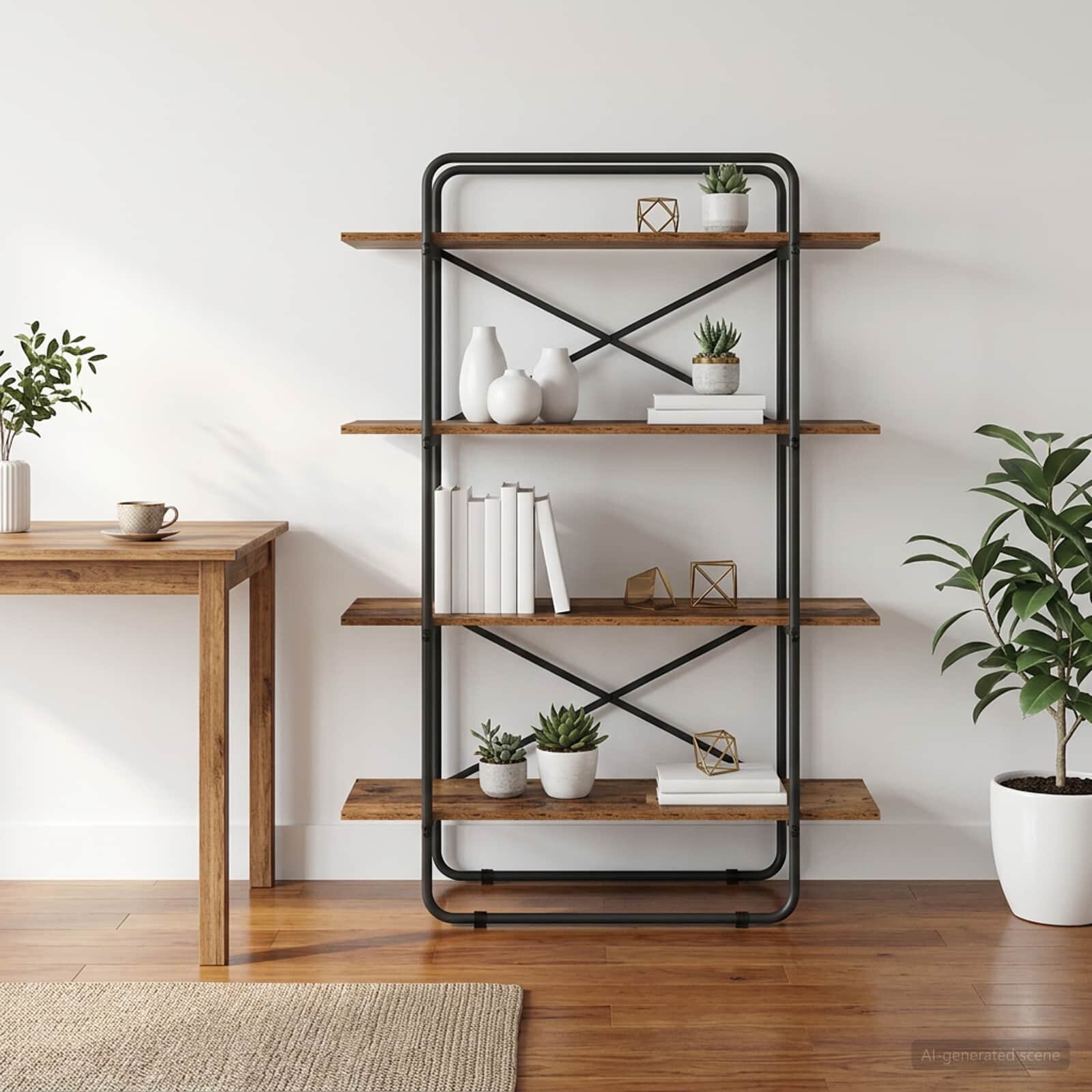 vidaXL Рафт за книги 4 нива 100 x 35 x 140 см PB Дъбова дървесина
