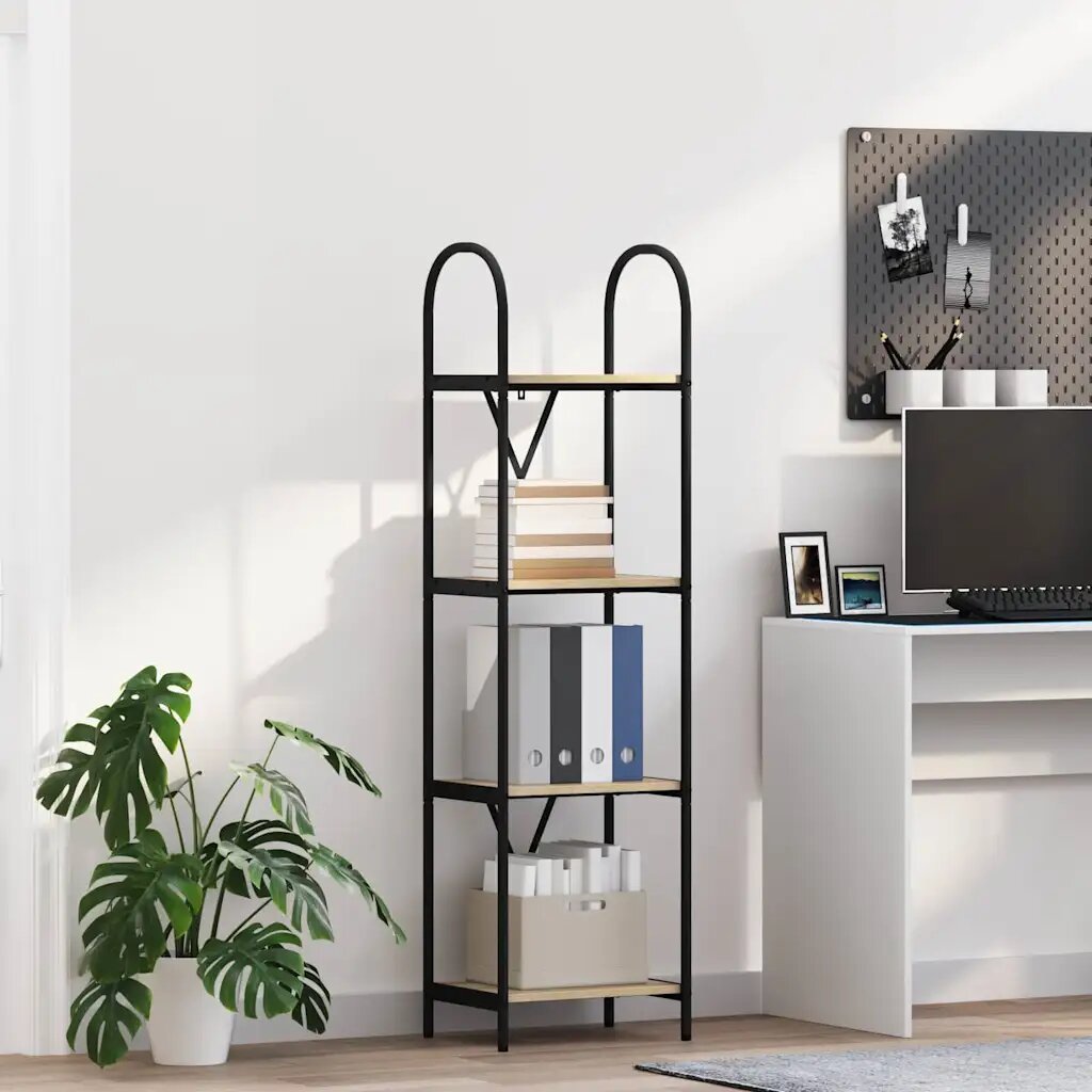 vidaXL Рафт за книги 4 нива 40 x 30 x 146 см Инженерна дървесина