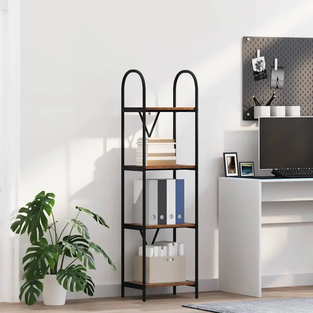 vidaXL Рафт за книги 4 нива 40 x 30 x 146 см Инженерна дървесина
