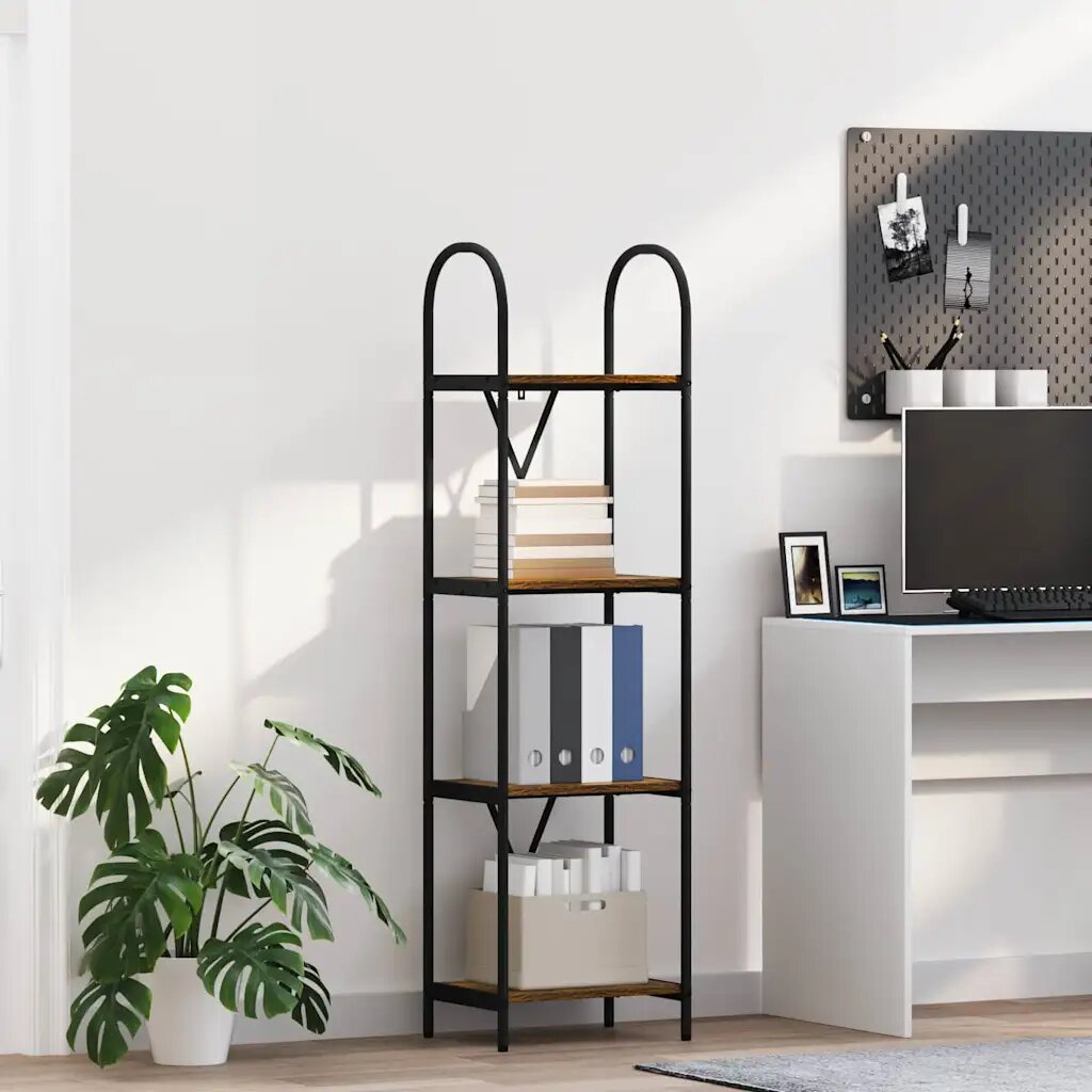 vidaXL Рафт за книги 4 нива 40 x 30 x 146 см Инженерна дървесина
