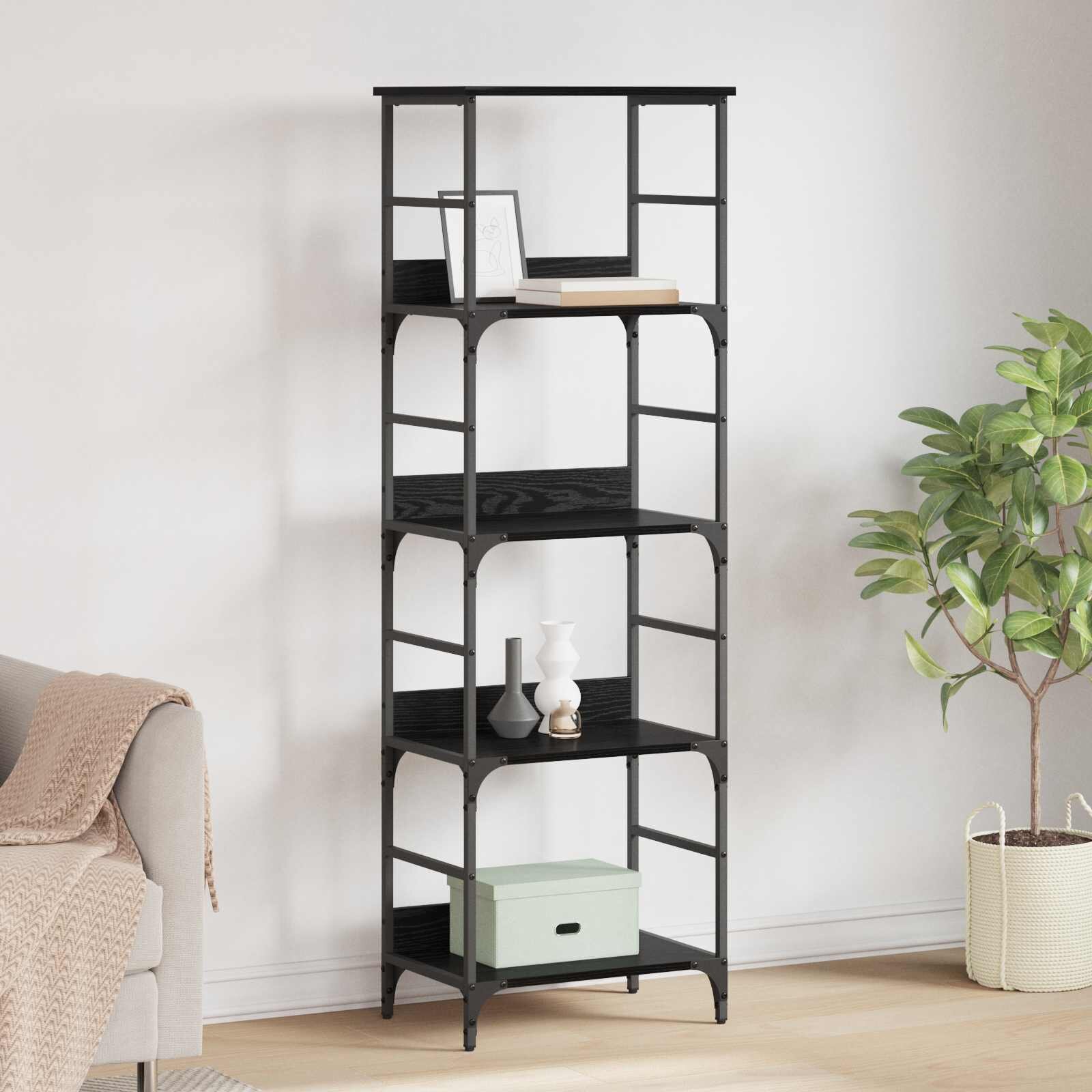 vidaXL Рафт за книги 4 нива 50 x 33 x 153 см Инженерна дървесина