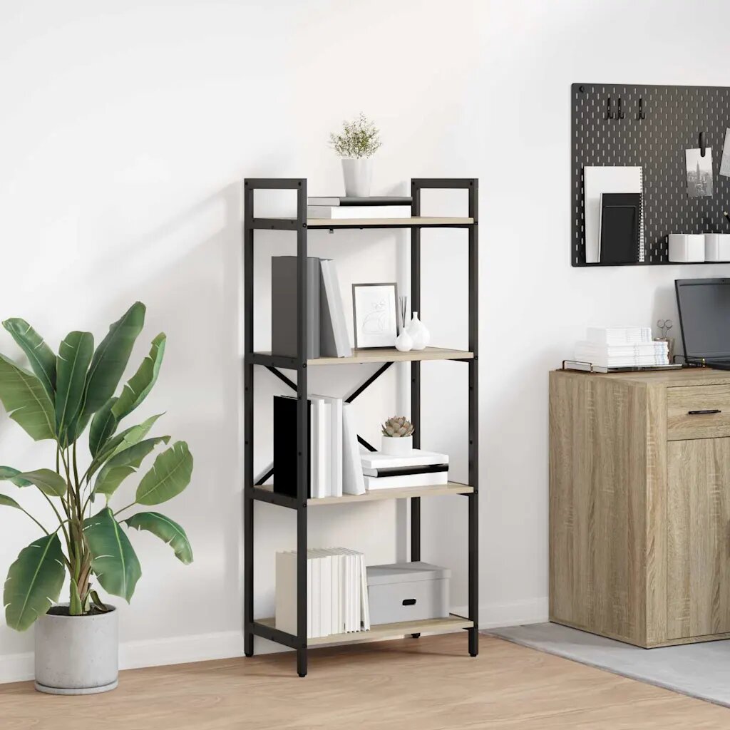 vidaXL Рафт за книги 4 нива 56 x 34 x 1335 см Инженерна дървесина