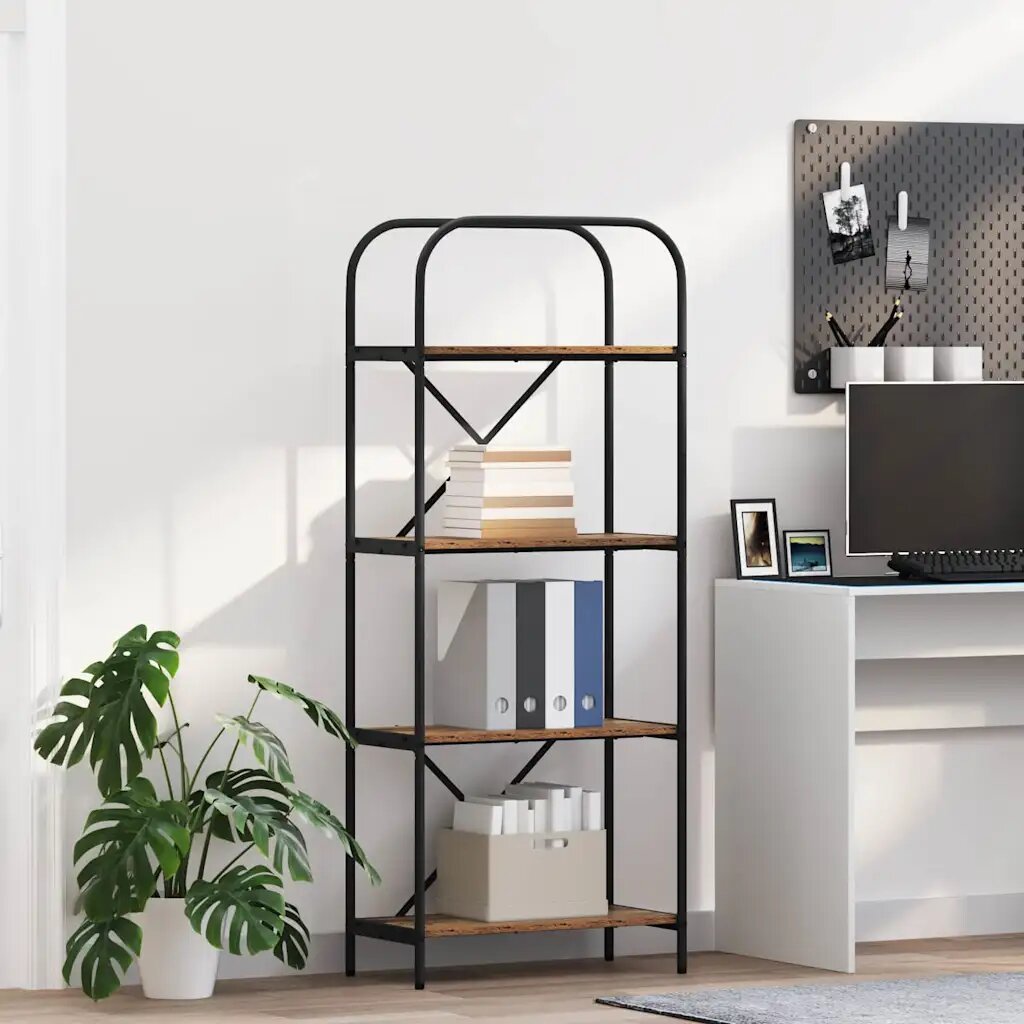 vidaXL Рафт за книги 4 нива 60 x 30 x 146 см Инженерна дървесина