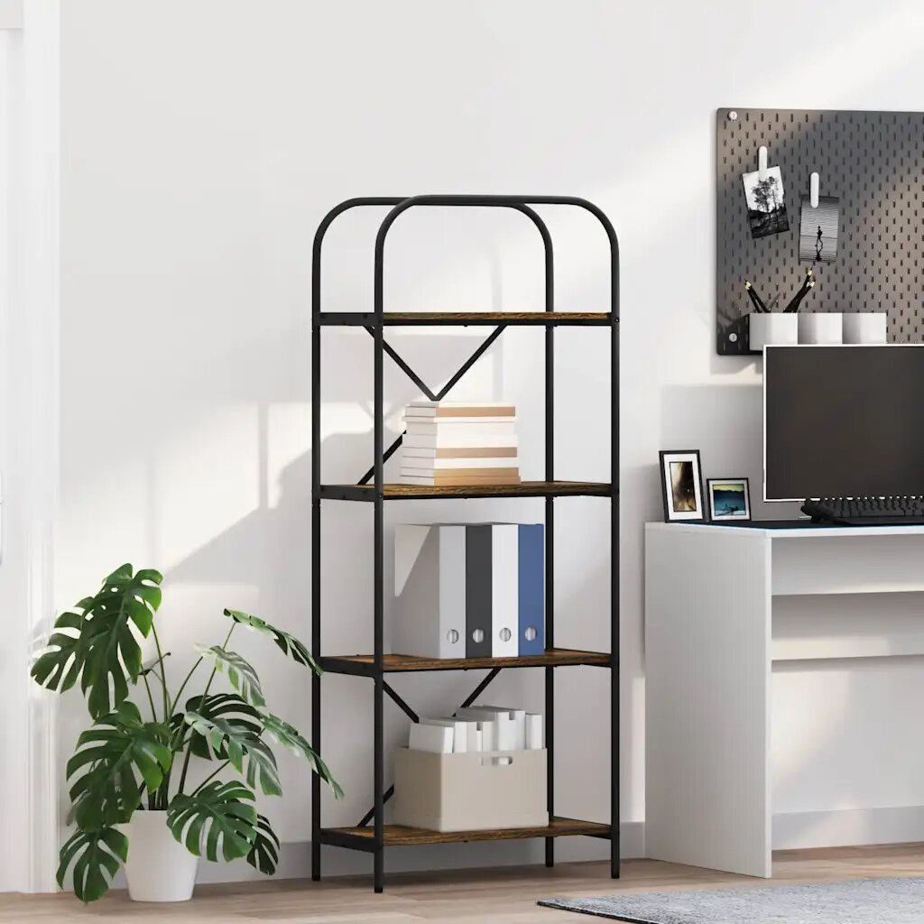 vidaXL Рафт за книги 4 нива 60 x 30 x 146 см Инженерна дървесина