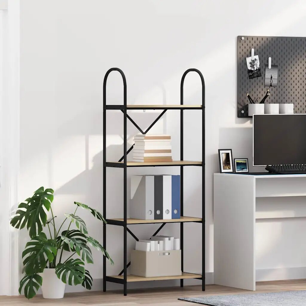 vidaXL Рафт за книги 4 нива 60 x 30 x 146 см Инженерна дървесина