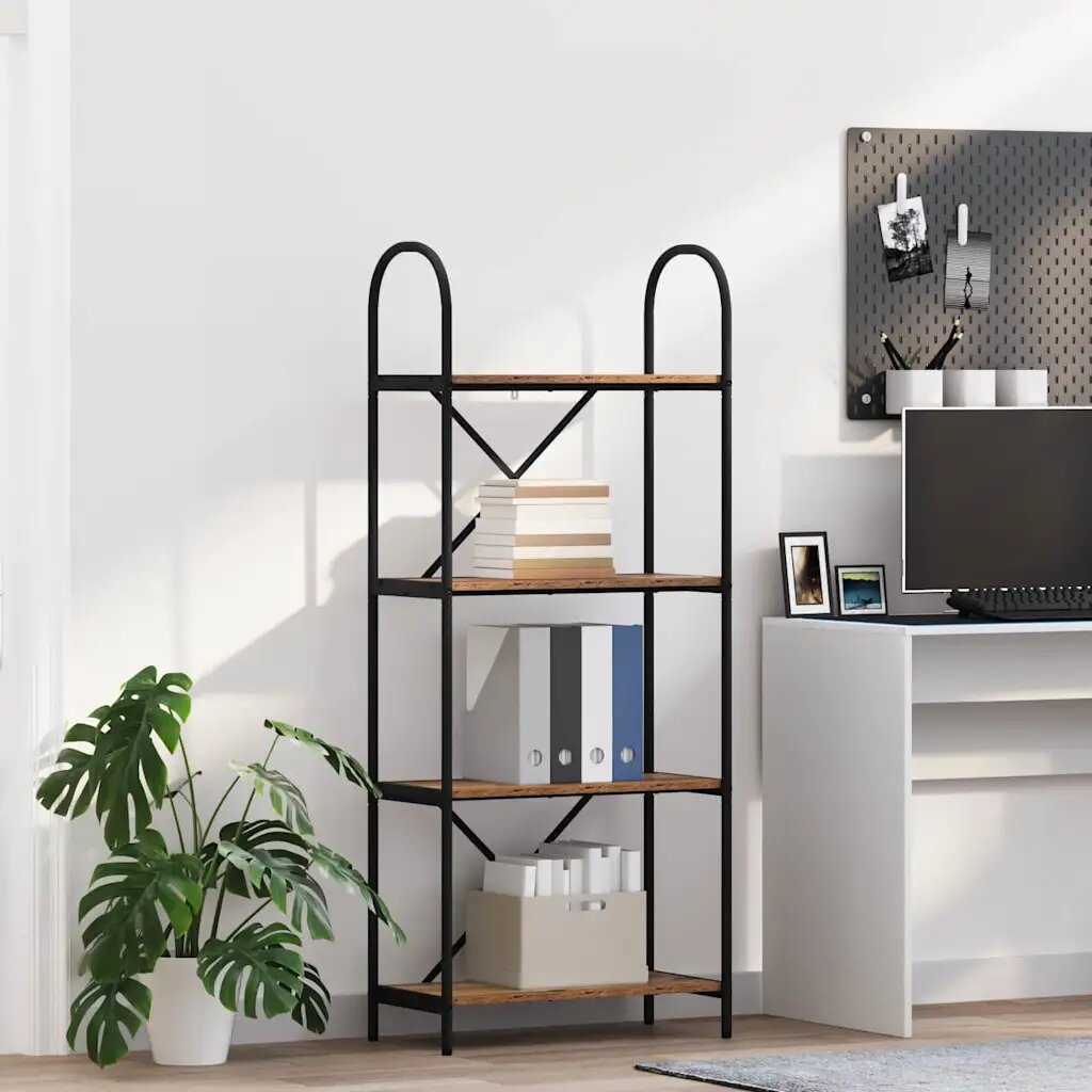 vidaXL Рафт за книги 4 нива 60 x 30 x 146 см Инженерна дървесина