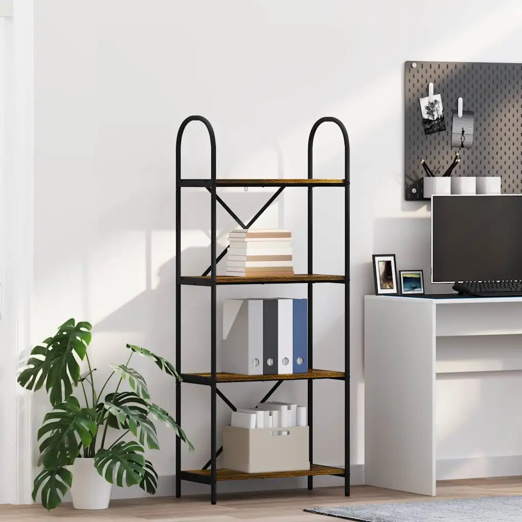 vidaXL Рафт за книги 4 нива 60 x 30 x 146 см Инженерна дървесина
