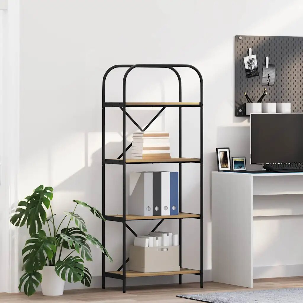 vidaXL Рафт за книги 4 нива 60 x 30 x 146 см Инженерна дървесина Дъб