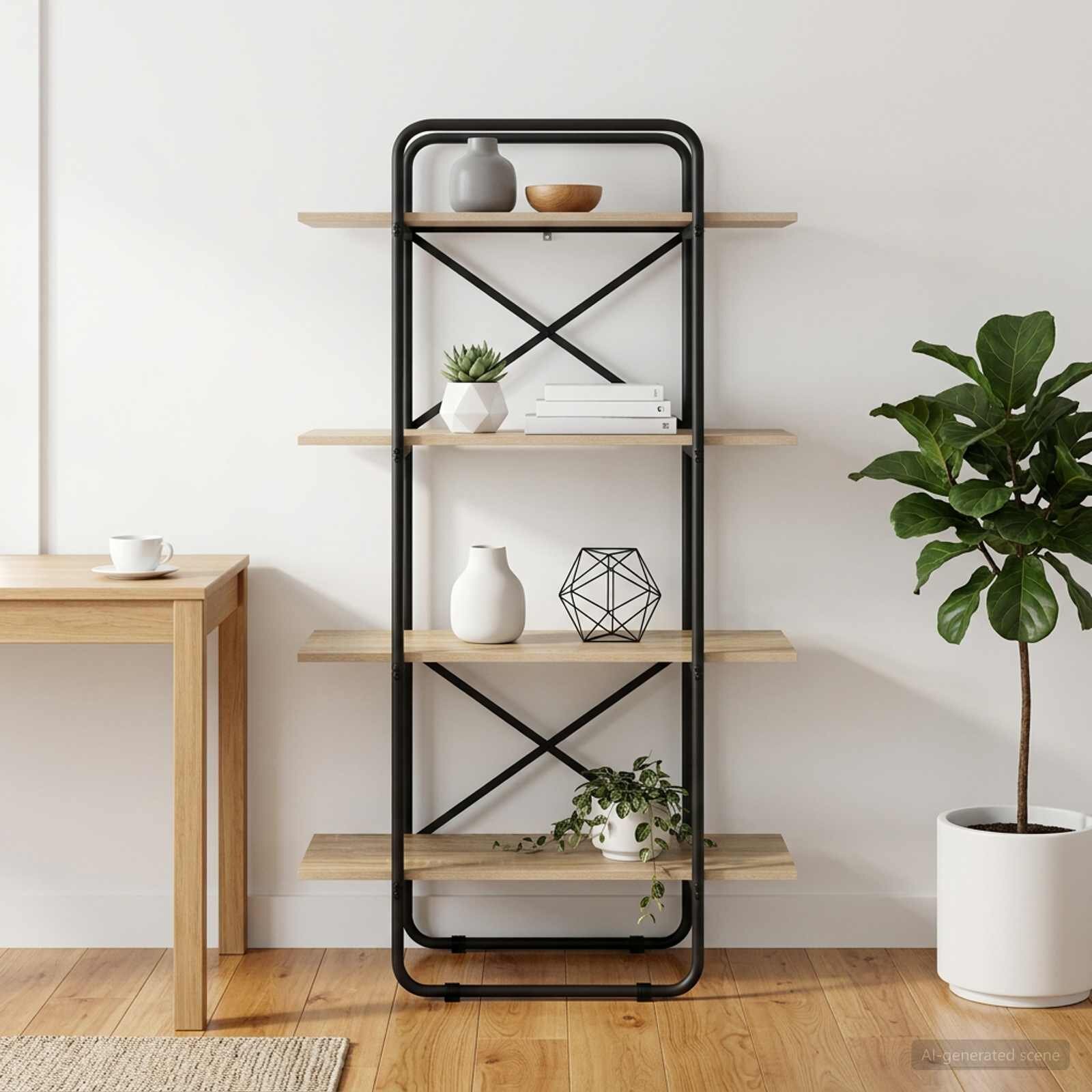 vidaXL Рафт за книги 4 нива 60 x 35 x 140 см PB Дъб сонома
