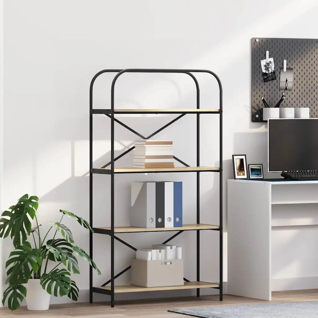 vidaXL Рафт за книги 4 нива 80 x 30 x 146 см Инженерна дървесина
