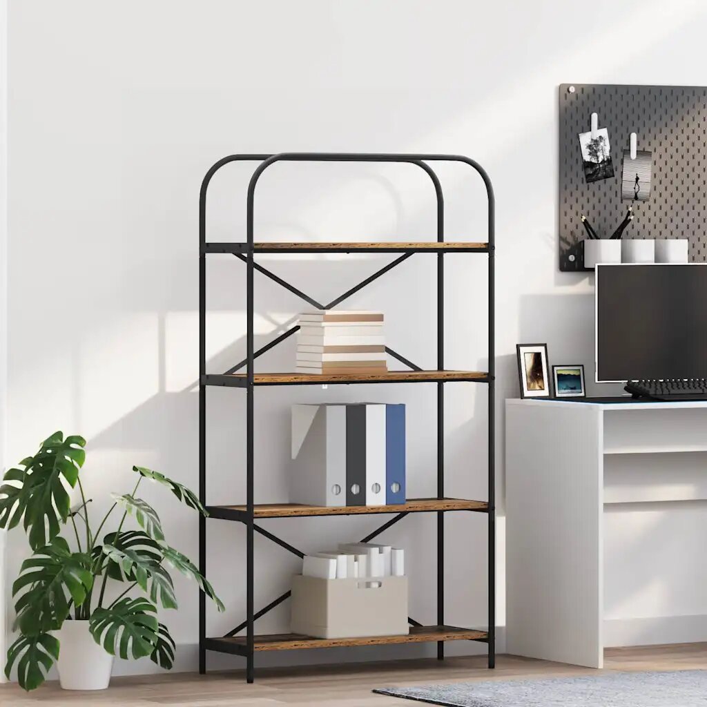 vidaXL Рафт за книги 4 нива 80 x 30 x 146 см Инженерна дървесина