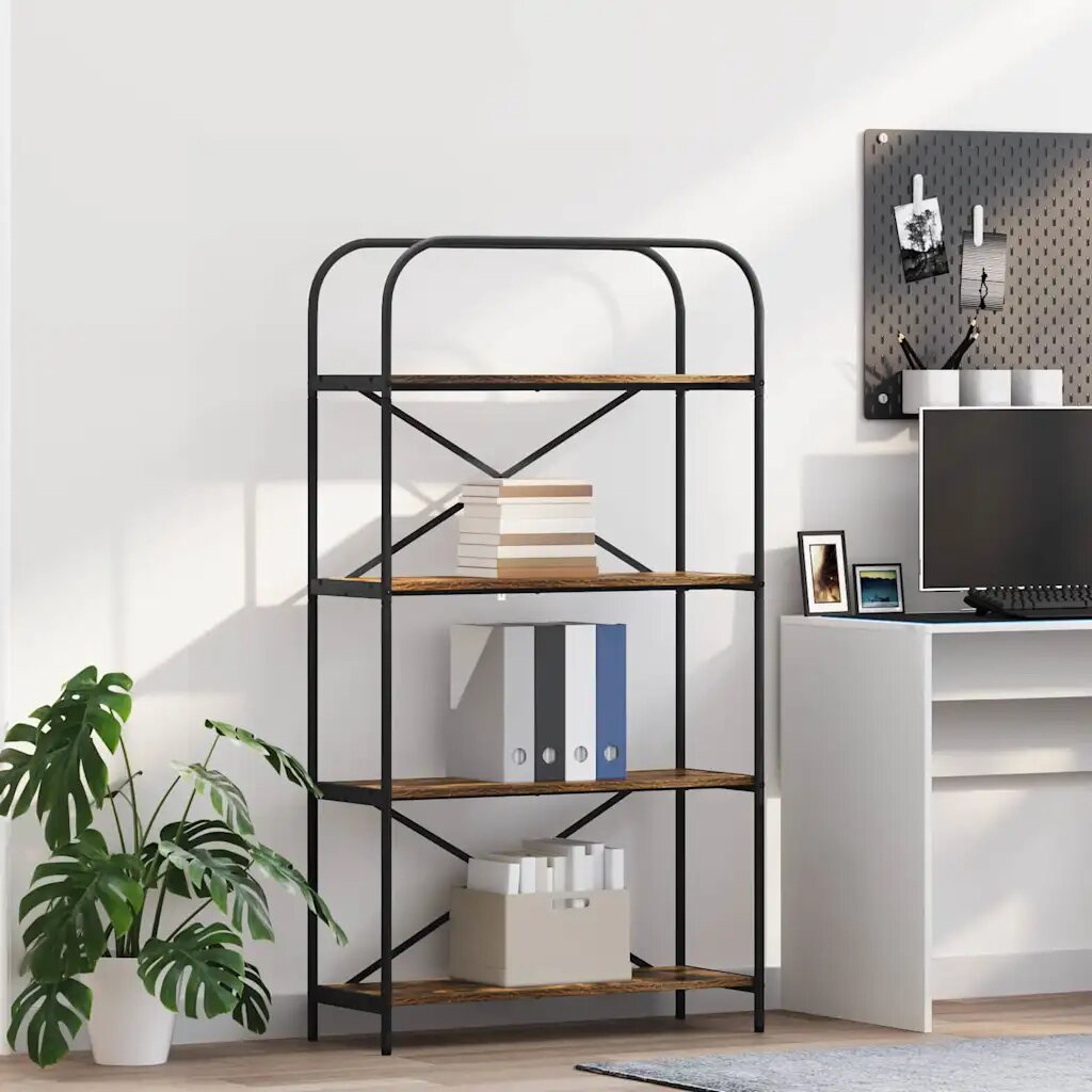 vidaXL Рафт за книги 4 нива 80 x 30 x 146 см Инженерна дървесина