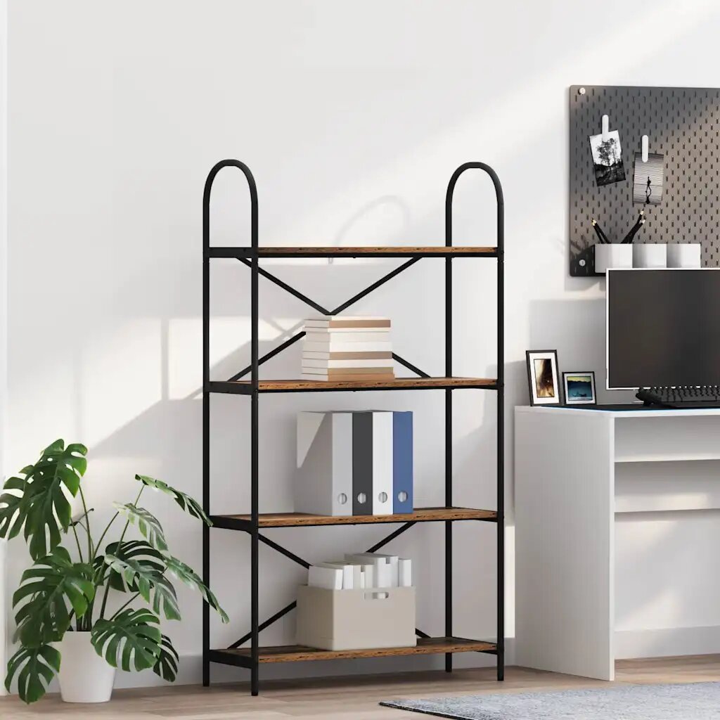 vidaXL Рафт за книги 4 нива 80 x 30 x 146 см Инженерна дървесина