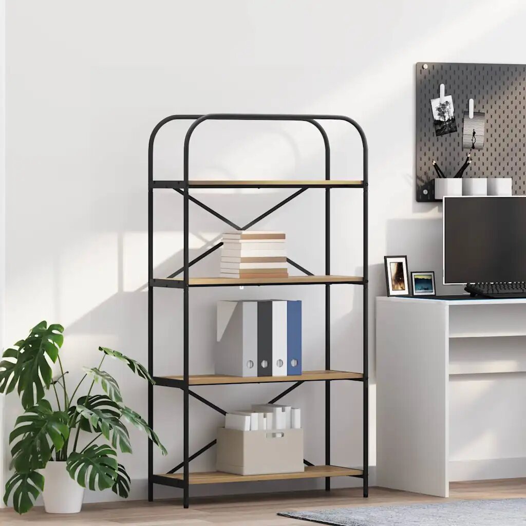 vidaXL Рафт за книги 4 нива 80 x 30 x 146 см Инженерна дървесина Дъб