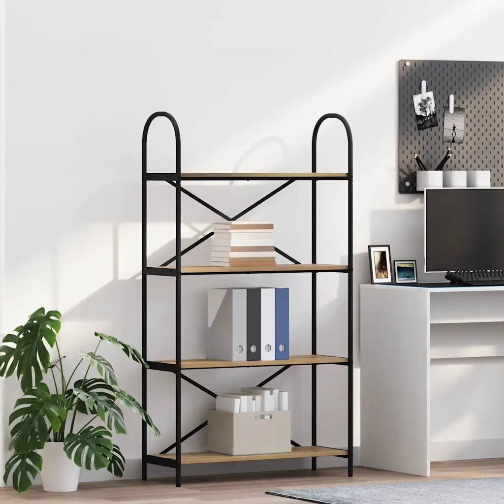 vidaXL Рафт за книги 4 нива 80 x 30 x 146 см Инженерна дървесина Дъб