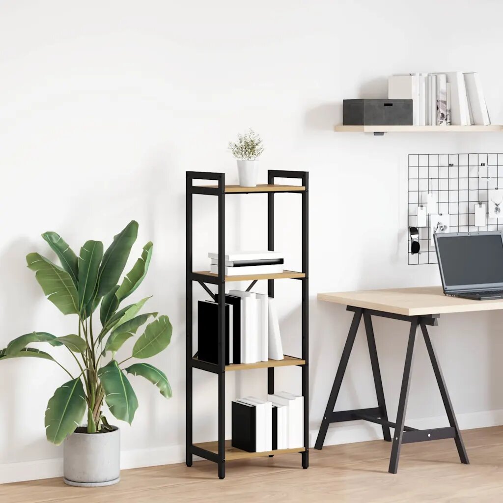 vidaXL Рафт за книги 40 x 30 x 119 см Инженерна дървесина Дъб
