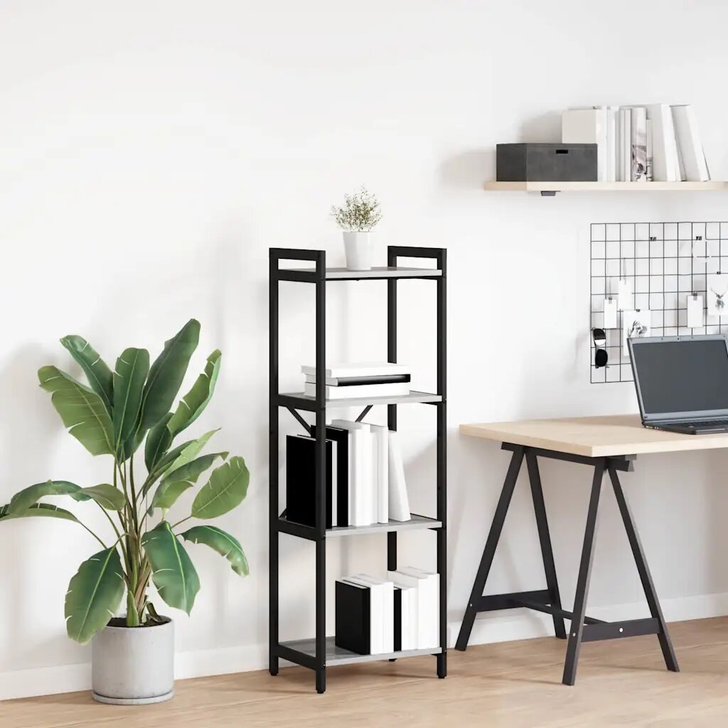 vidaXL Рафт за книги 40 x 30 x 119 см Инженерна дървесина Сив сонома