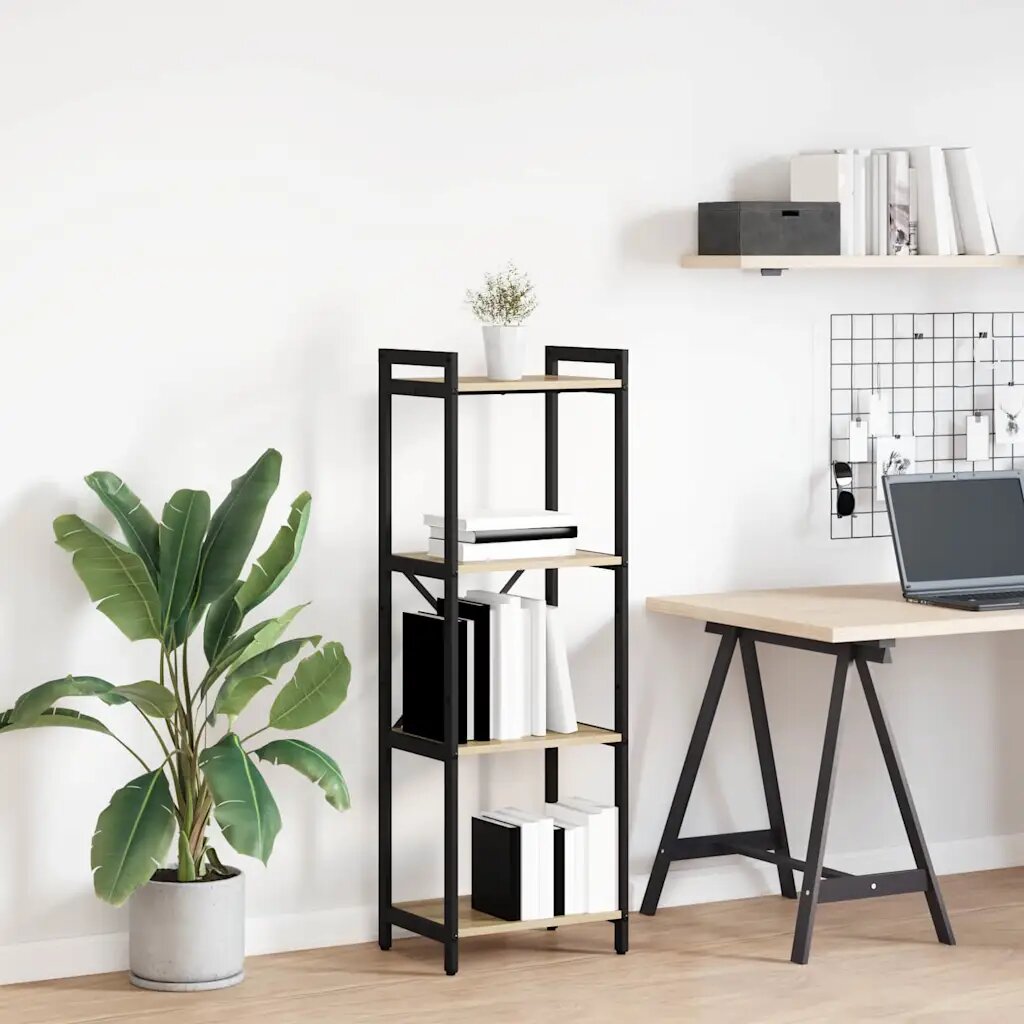 vidaXL Рафт за книги 40 x 30 x 119 см Инженерна дървесина Сонома дъб