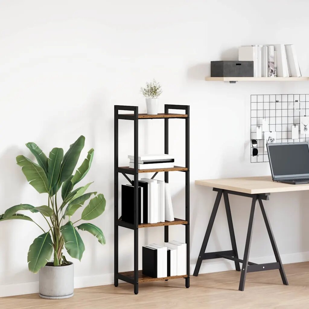 vidaXL Рафт за книги 40 x 30 x 119 см Инженерна дървесина Старо дърво