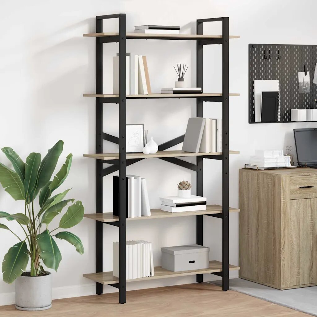 vidaXL Рафт за книги 5 нива 100 x 335 x 178 см Инженерна дървесина