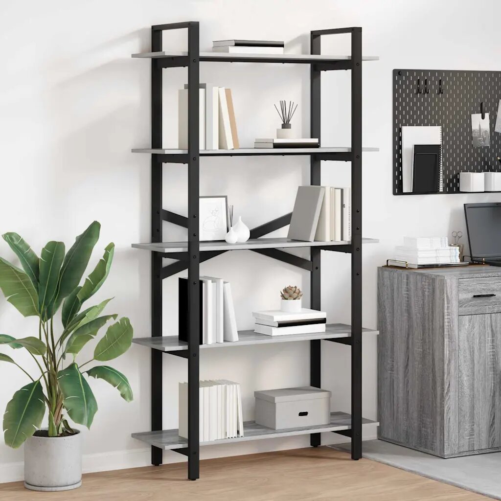 vidaXL Рафт за книги 5 нива 100 x 335 x 178 см Инженерна дървесина