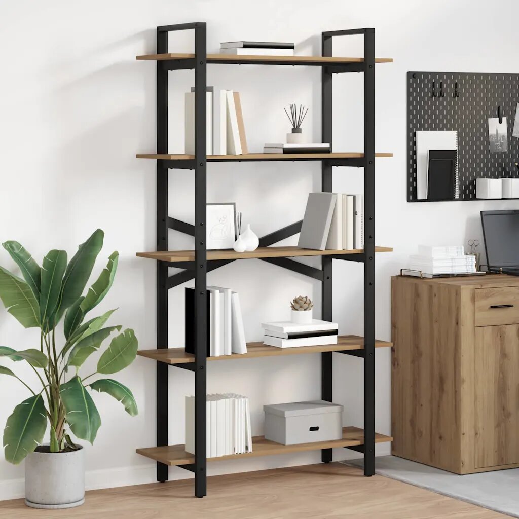vidaXL Рафт за книги 5 нива 100 x 335 x 178 см Инженерна дървесина