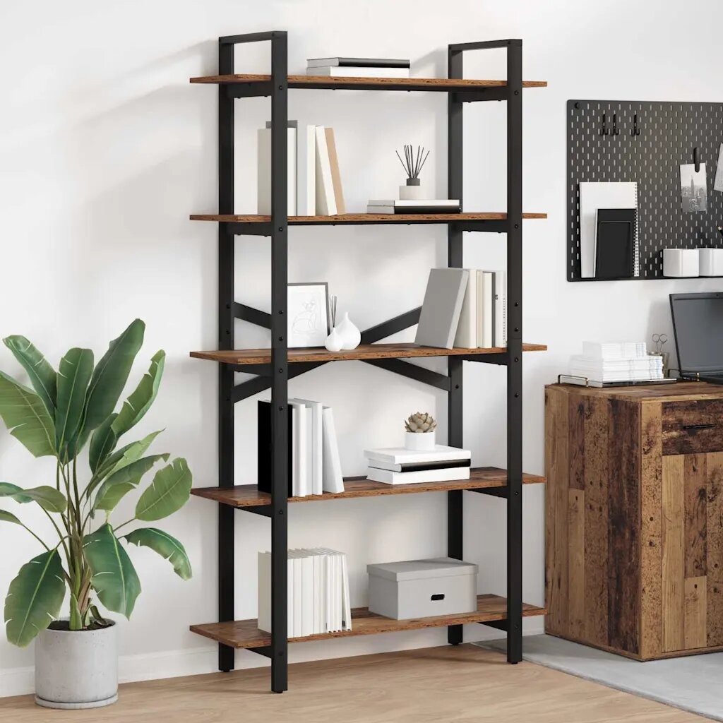 vidaXL Рафт за книги 5 нива 100 x 335 x 178 см Инженерна дървесина