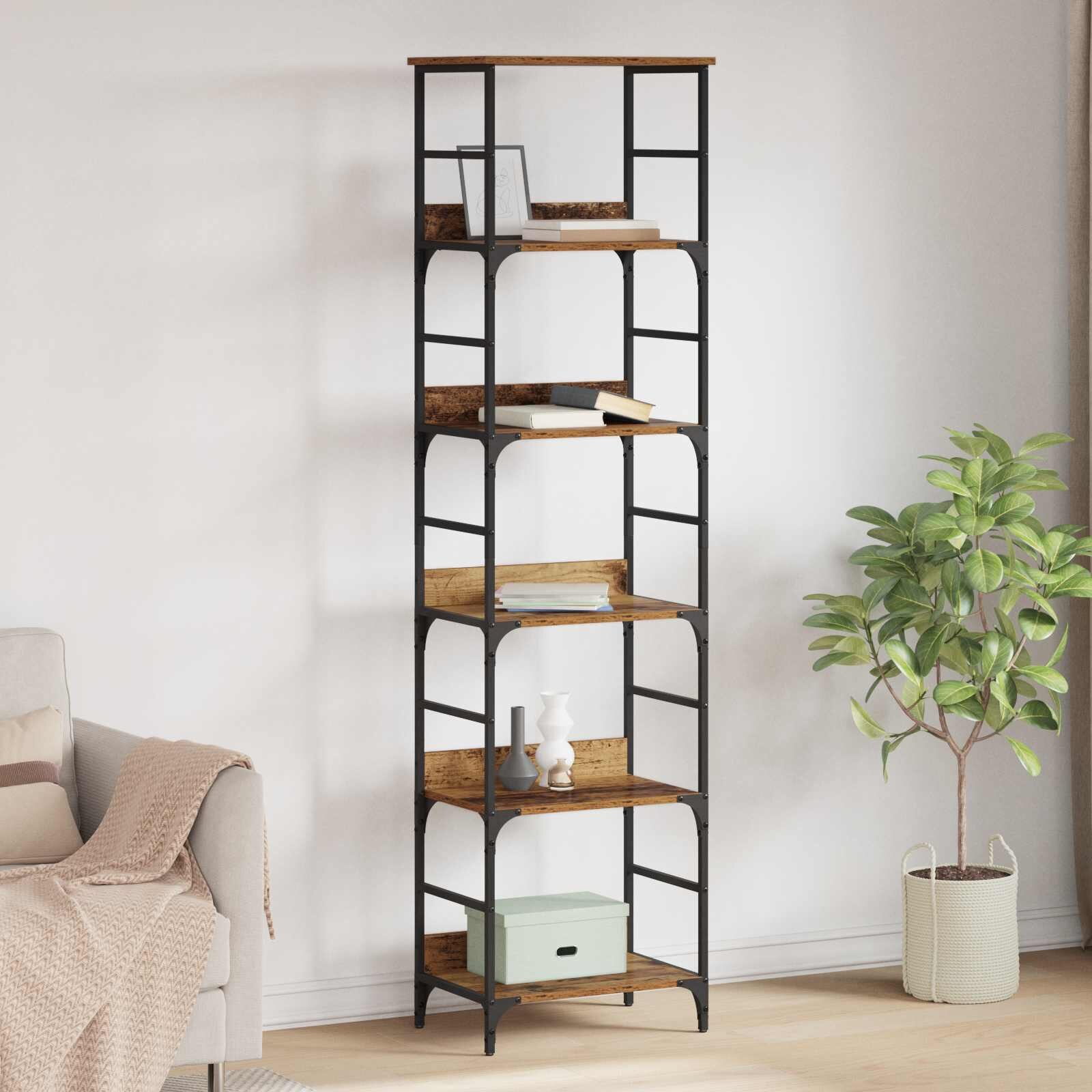 vidaXL Рафт за книги 5 нива 50 x 33 x 1885 см Инженерна дървесина
