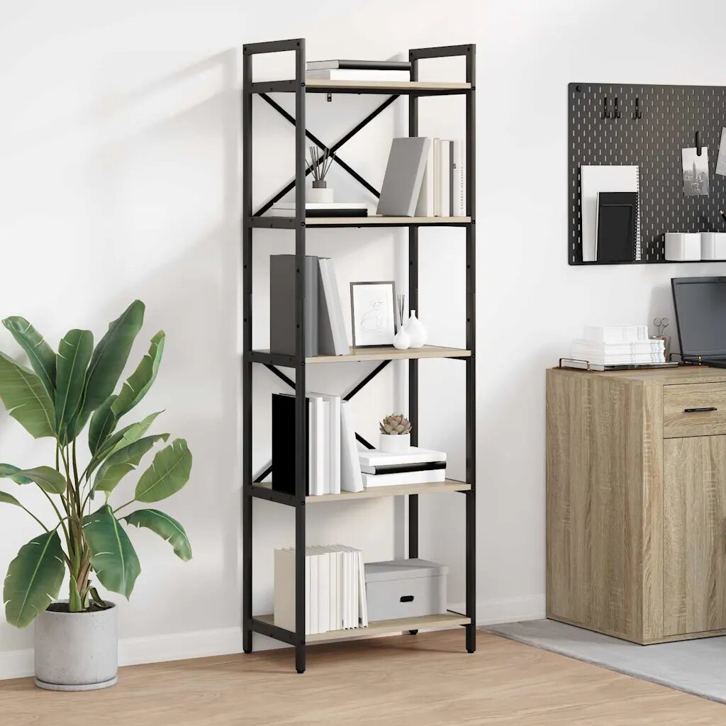 vidaXL Рафт за книги 5 нива 56 x 34 x 171 см Инженерна дървесина