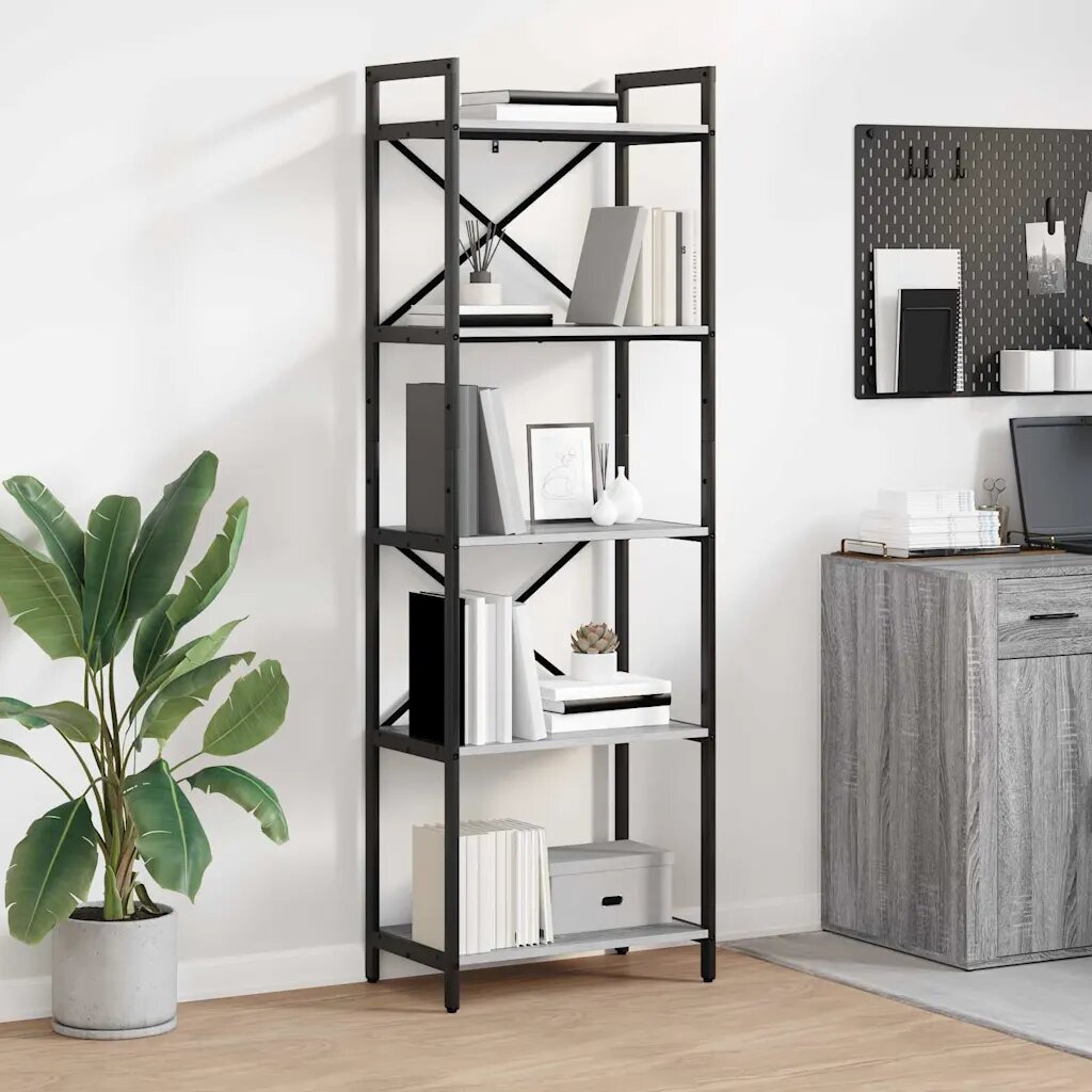 vidaXL Рафт за книги 5 нива 56 x 34 x 171 см Инженерна дървесина