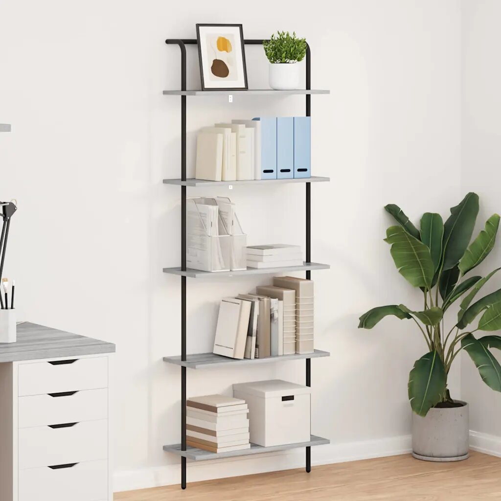 vidaXL Рафт за книги 5 нива 60 x 24 x 168 см Инженерна дървесина