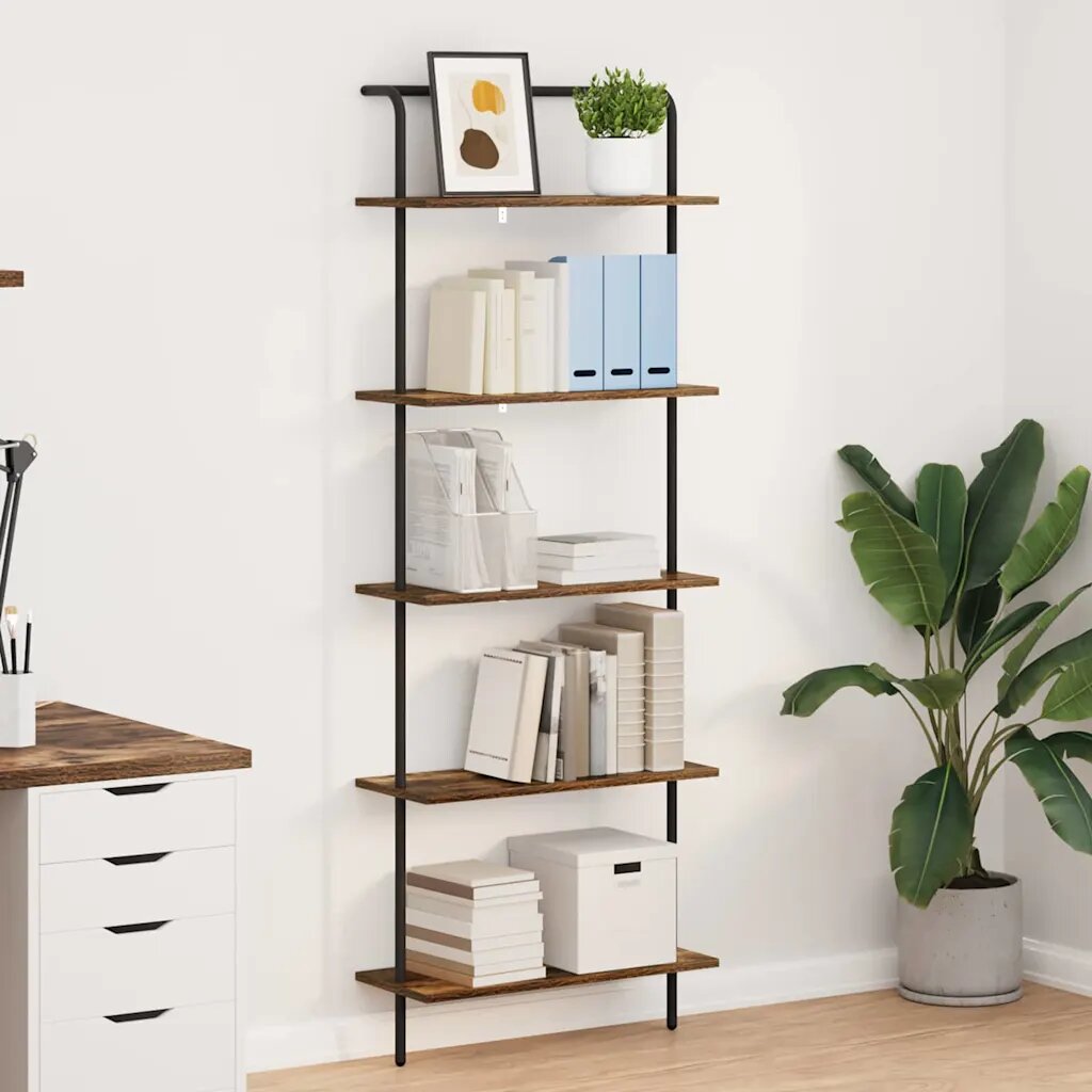 vidaXL Рафт за книги 5 нива 60 x 24 x 168 см Инженерна дървесина