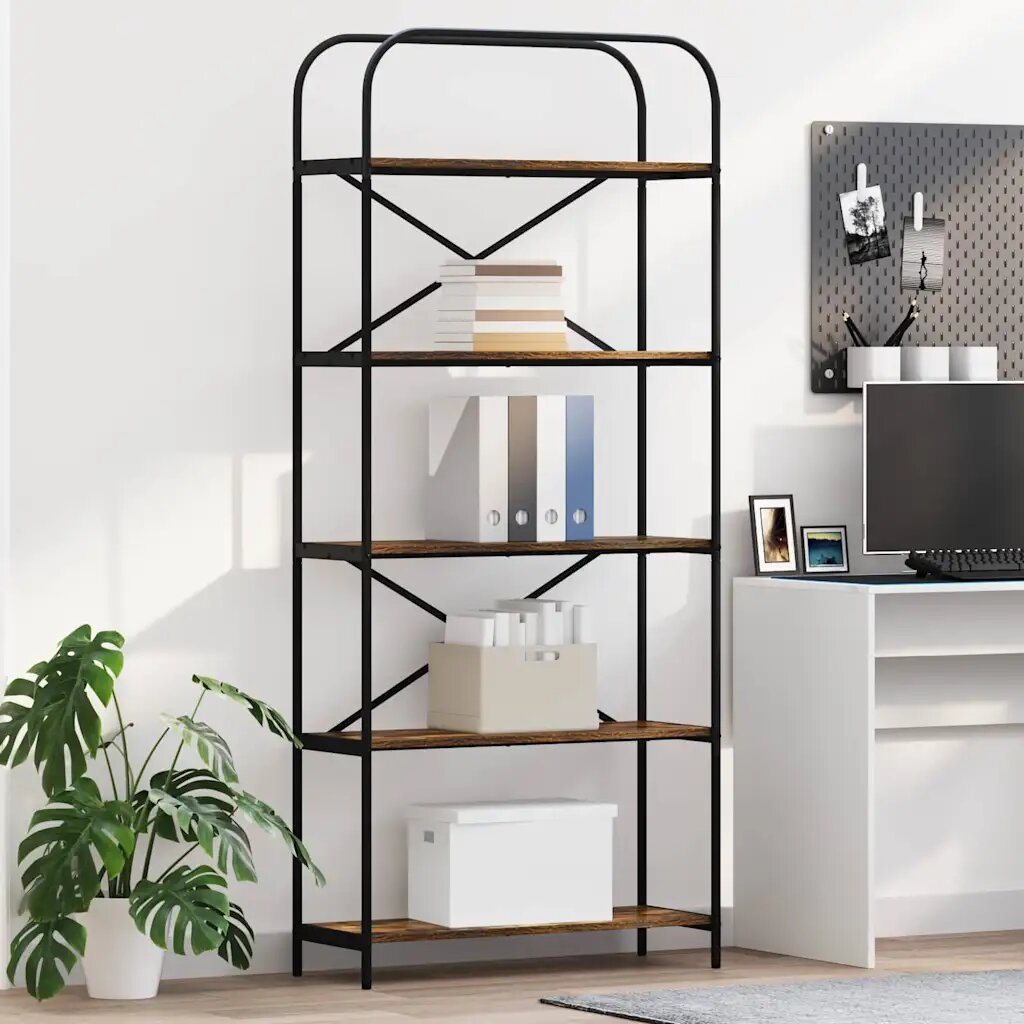 vidaXL Рафт за книги 5 нива 80 x 30 x 183 см Инженерна дървесина
