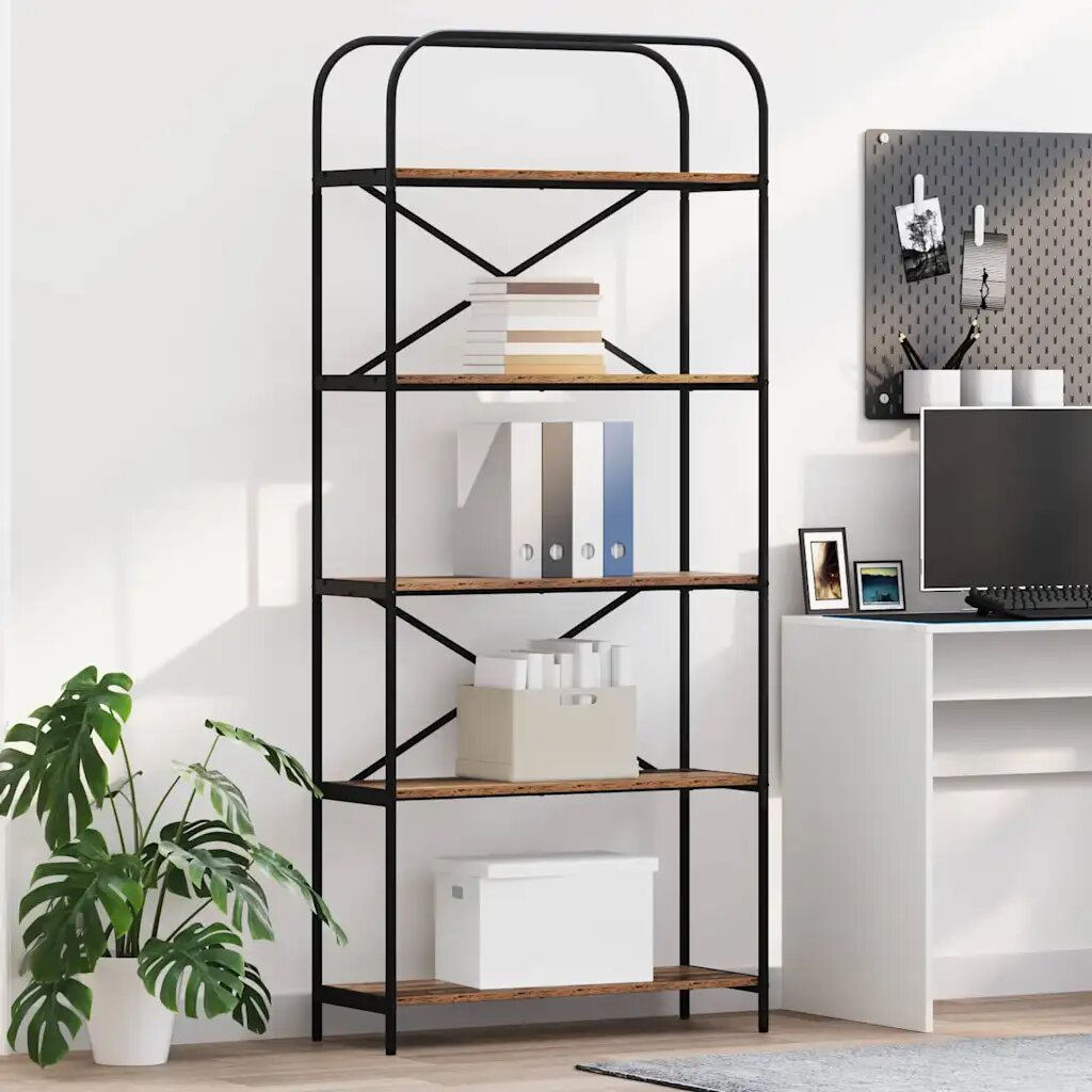 vidaXL Рафт за книги 5 нива 80 x 30 x 183 см Инженерна дървесина