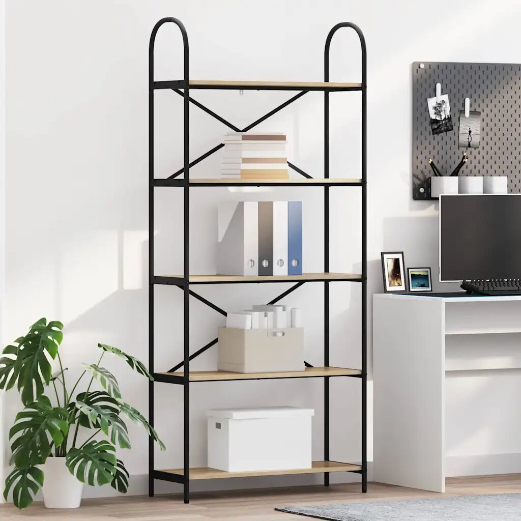 vidaXL Рафт за книги 5 нива 80 x 30 x 183 см Инженерна дървесина