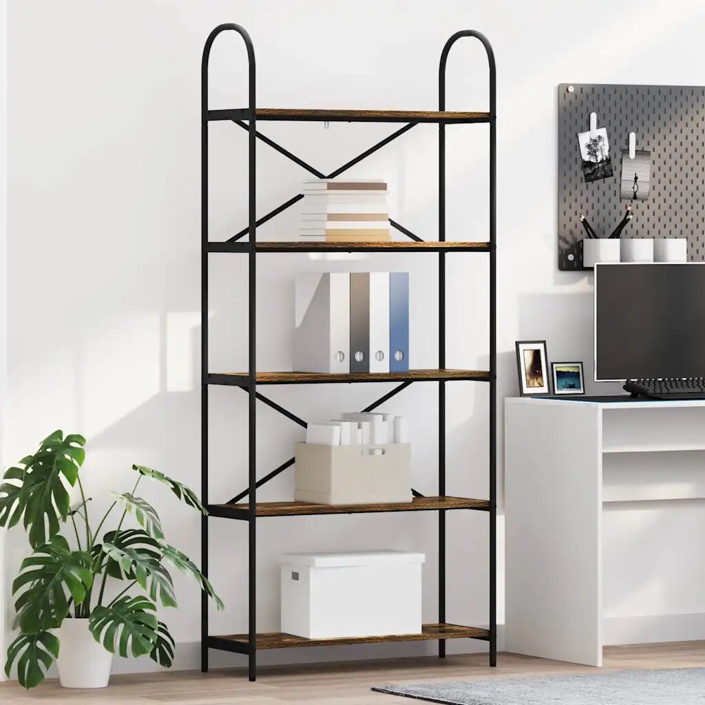 vidaXL Рафт за книги 5 нива 80 x 30 x 183 см Инженерна дървесина