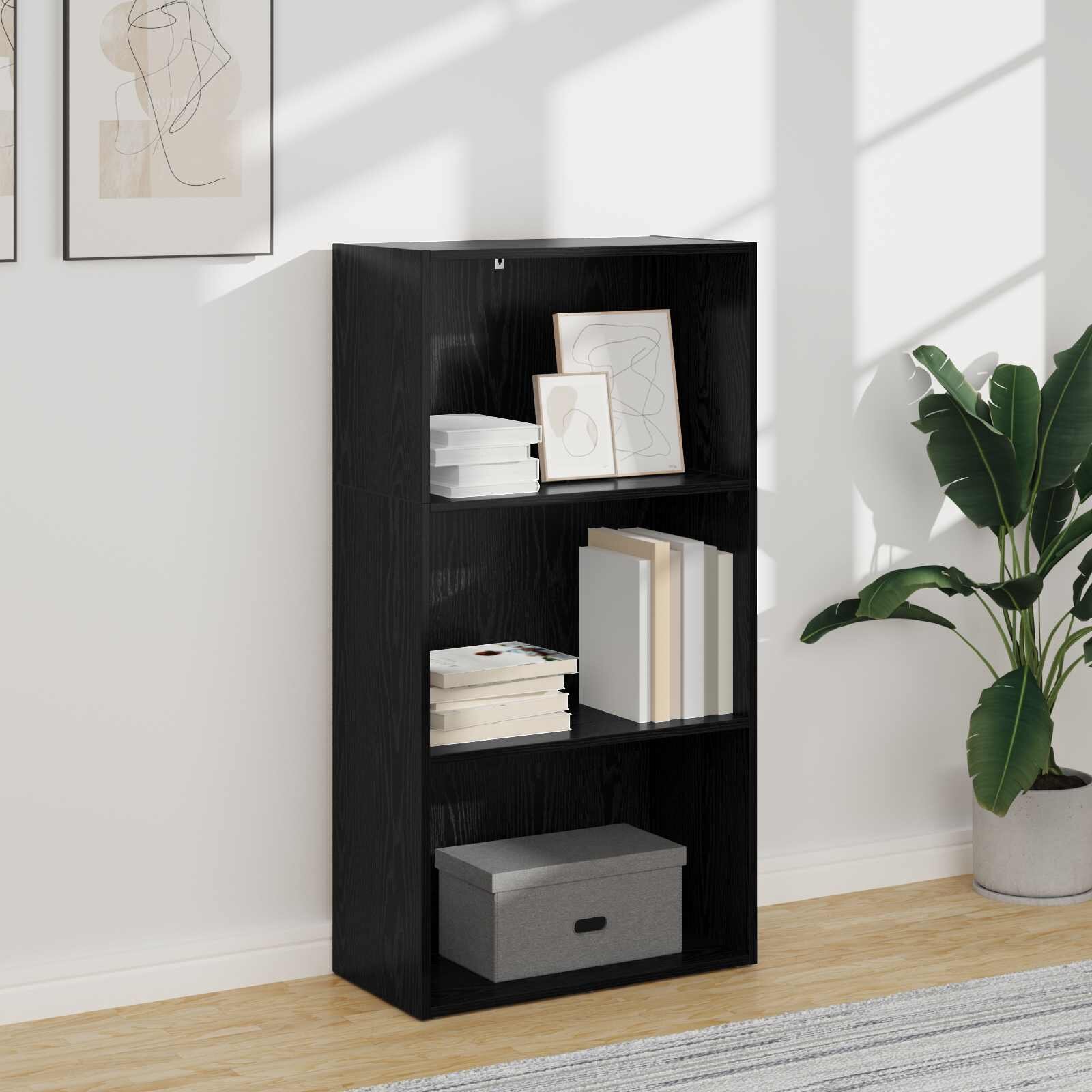 vidaXL Рафт за книги 60 x 30 x 114 см Инженерна дървесина Черния дъб