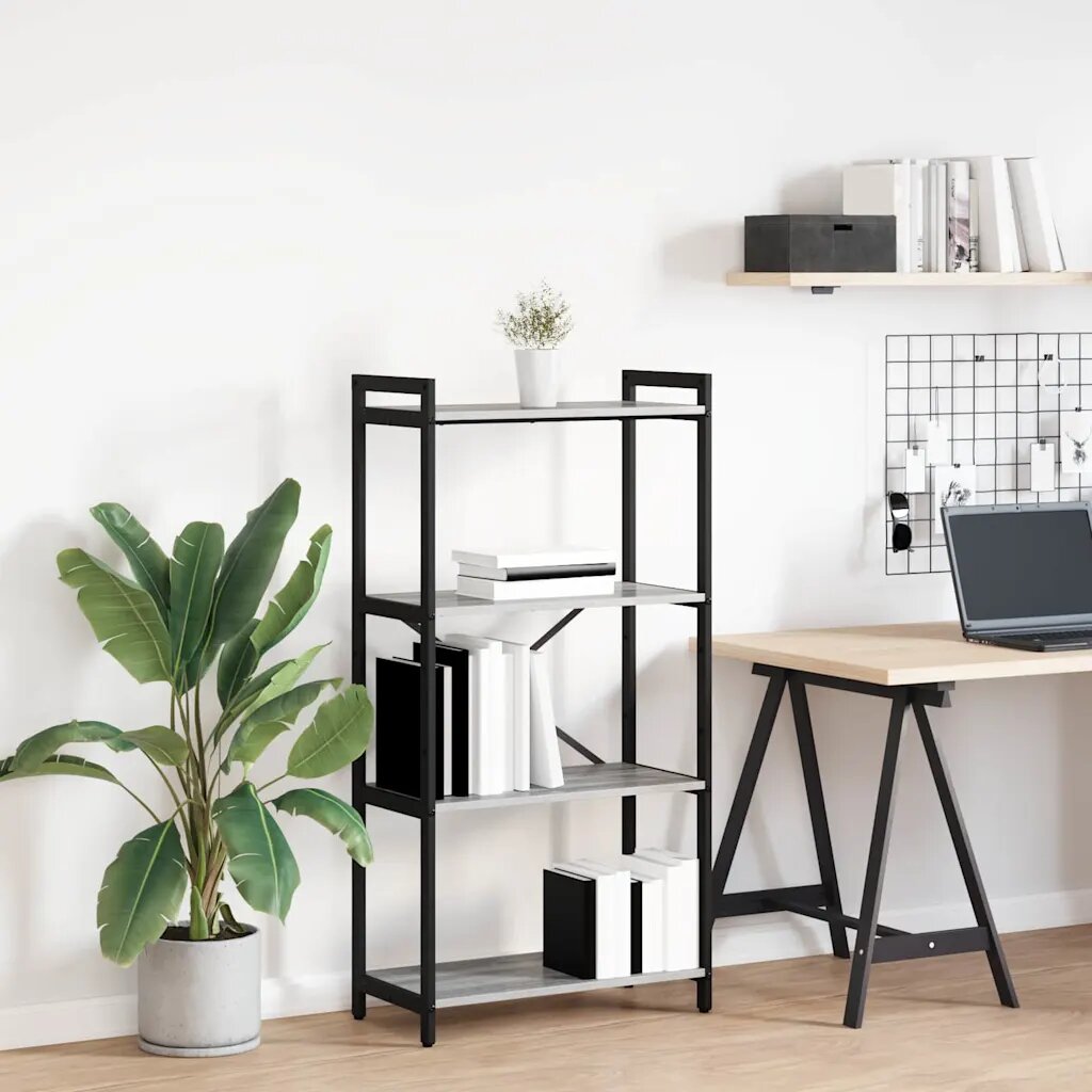 vidaXL Рафт за книги 60 x 30 x 120 см Инженерна дървесина Сив сонома