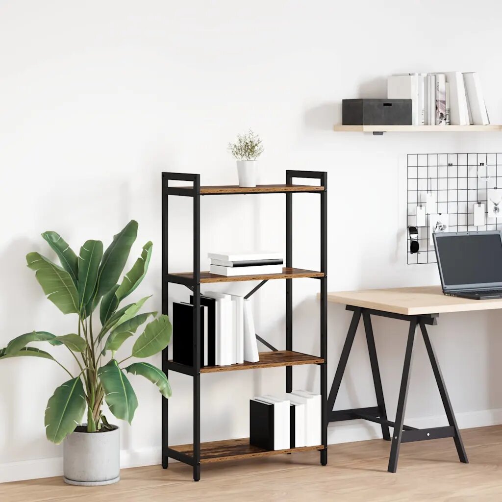 vidaXL Рафт за книги 60 x 30 x 120 см Инженерна дървесина Старо дърво