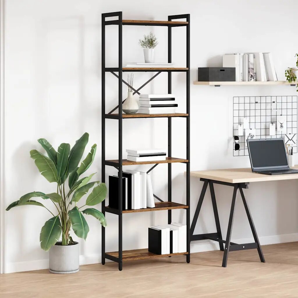 vidaXL Рафт за книги 60 x 30 x 1895 см Инженерна дървесина