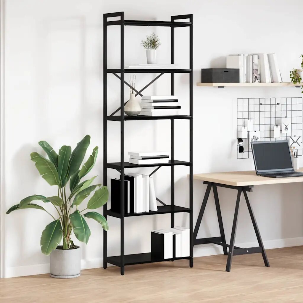 vidaXL Рафт за книги 60 x 30 x 1895 см Инженерна дървесина Черния дъб