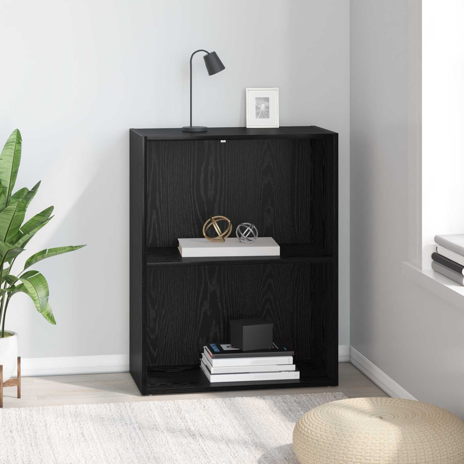 vidaXL Рафт за книги 60 x 30 x 76.5 см Инженерна дървесина Черния дъб