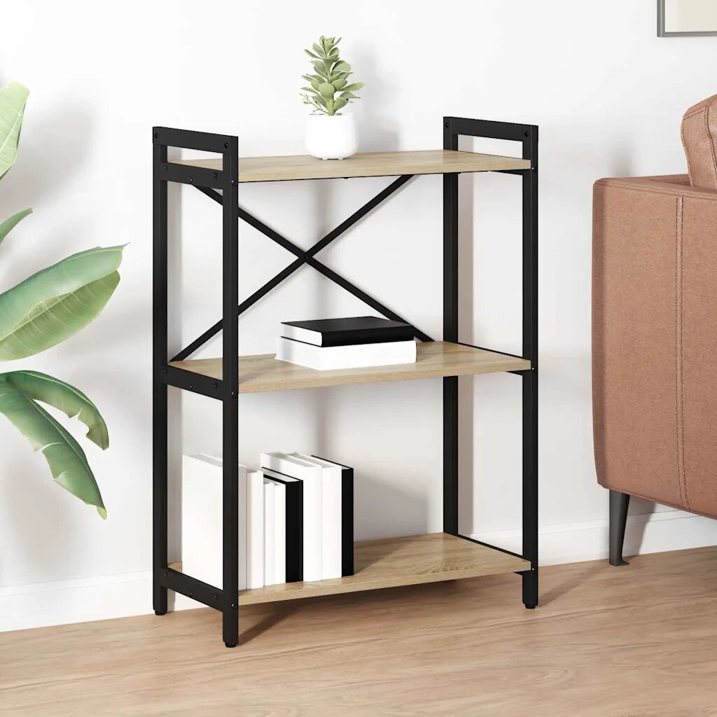 vidaXL Рафт за книги 60 x 30 x 85 cm Инженерна дървесина Сонома дъб