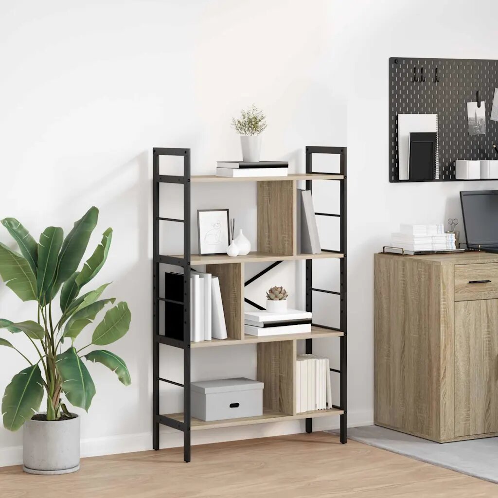 vidaXL Рафт за книги 7 нива 75 x 30 x 1235 см Инженерна дървесина