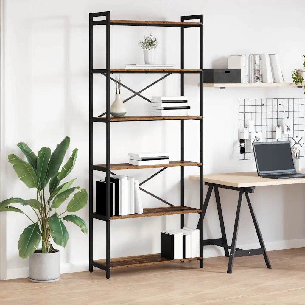 vidaXL Рафт за книги 80 x 30 x 1895 см Инженерна дървесина